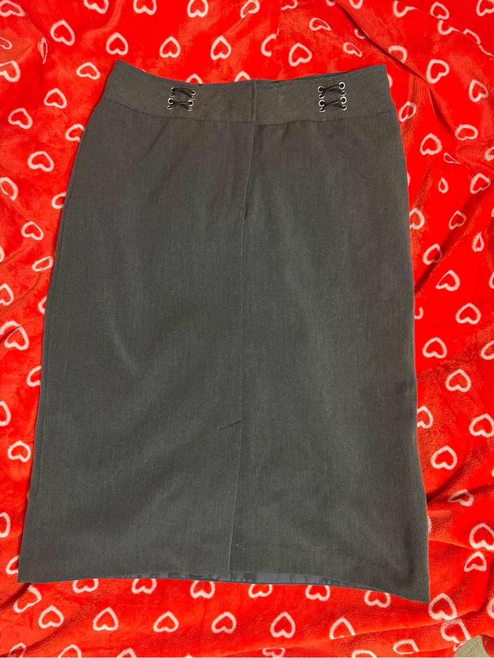 Vintage 1990s Charcoal Grey Corset Style Pencil Skirt – Size 8